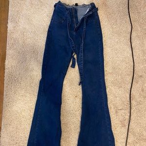 Wide Leg Stretch Dark Jeans: Size Small